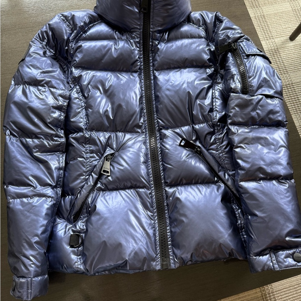 SAM. Metallic Blue Puffer Jacket